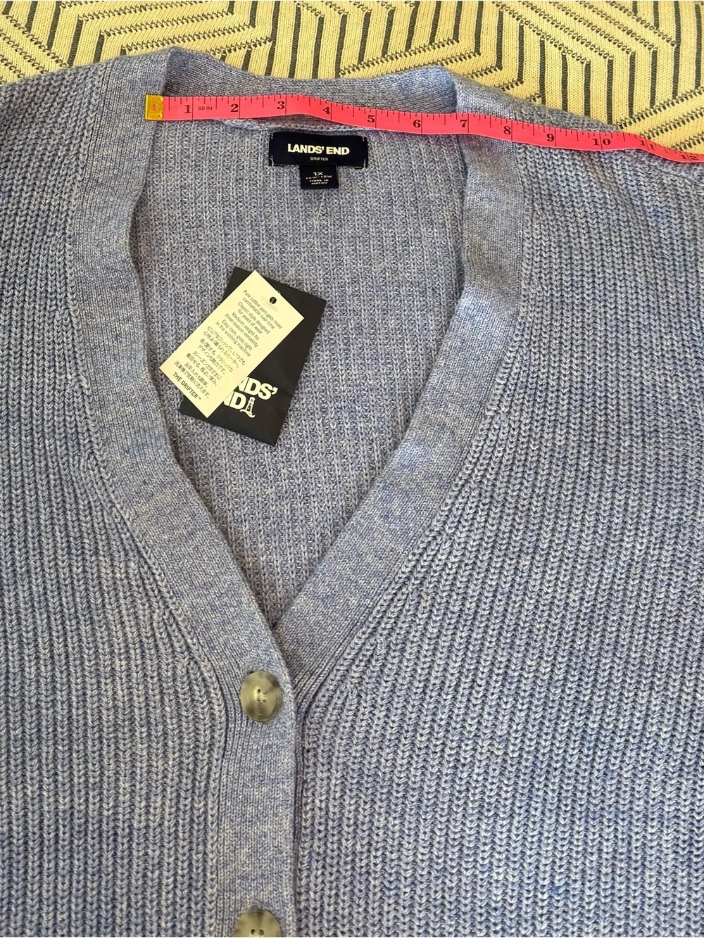 Lands' End Drifter Light Lavender V-Neck Button Cardigan, NWT 1X. - Picture 2 of 5